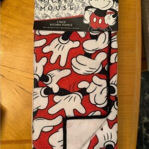 Disney Mickey Mouse white hands Red 3 pack microfiber kitchen towels